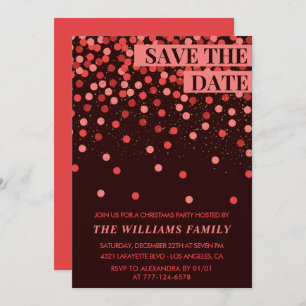 Chic Christmas Party Save the Date Confetti Einladung