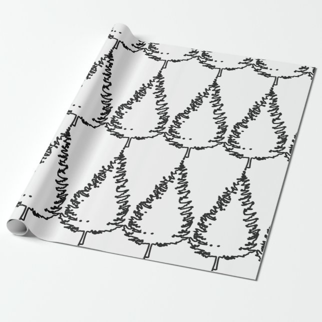 Chic Christmas Pine Tree Gemustert Geschenkpapier (Ungerollt)