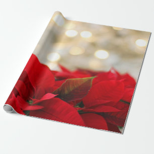 Chic Christmas Poinsettia Holiday Geschenkpapier