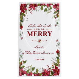 Chic Christmas Red Poinsettia Eat Drink & be Merry Kleine Geschenktüte