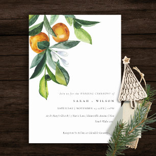 Chic Citrus Orange Botanical Boho Wedding Einladun Dankeskarte