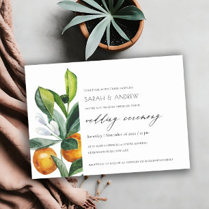 Chic Citrus Orange Botanical Boho Wedding Einladun Dankeskarte