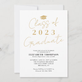 Chic Class of 2023 Gold Graduate Graduation Party Einladung