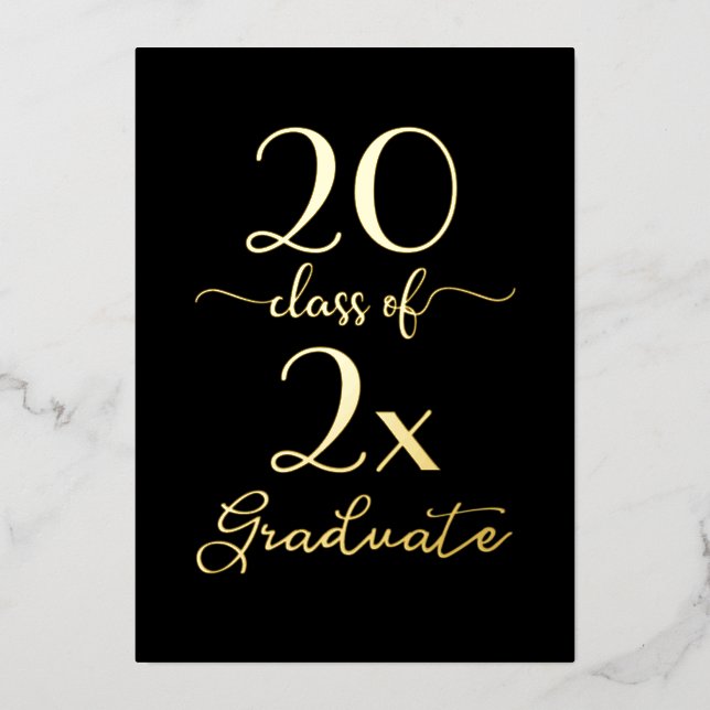 Chic Class of 2025 Graduate Black and Gold Folieneinladung (Vorderseite)