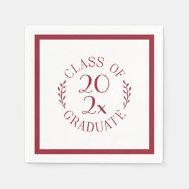 Chic Class of 2025 Graduate Burgundy Typografy Serviette