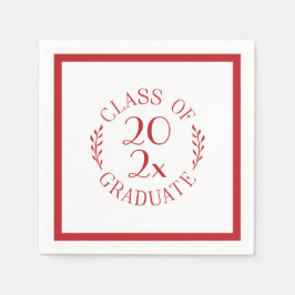 Chic Class of 2025 Graduate Red Typografy Serviette