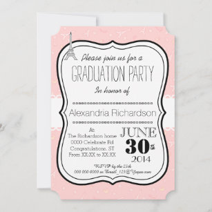 Chic Class Paris eiffel Tower Graduation Party Einladung