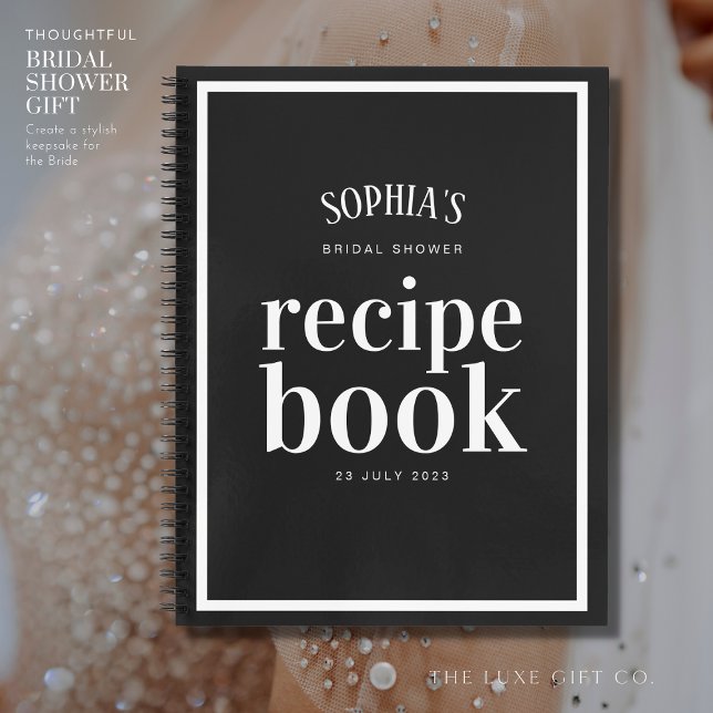 Chic Classic Black and White Brautparty Rezept Notizbuch (Von Creator hochgeladen)