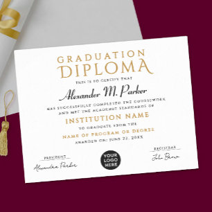 Chic Classic Black Gold School Grad Logo Diploma Poster
