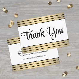 Chic Classic Black & Gold Streifen Elegantes Skrip Dankeskarte