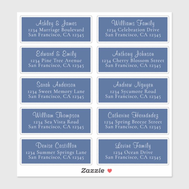 Chic Classic Blue Wedding Guest Address Labels (Blatt)