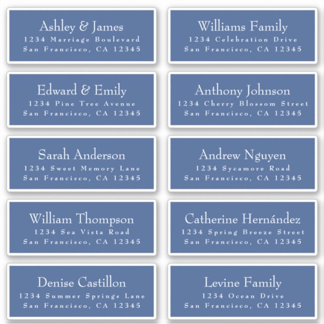 Chic Classic Blue Wedding Guest Address Labels (Vorderseite)