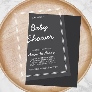 Chic Classic Calligraphy Script Baby Shower Acryleinladungen