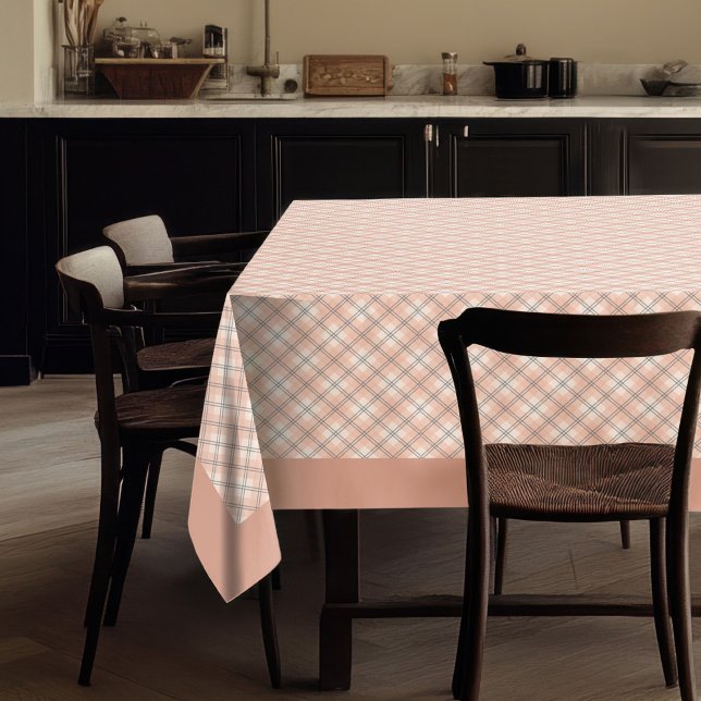 Chic Classic Coral Gray Karo Tableclout für Zuhaus Tischdecke (Chic Classic Coral Grey Check Tablecloth for Home)