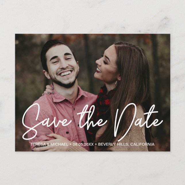 Chic Classic Personalisiert Save the Date Postkart Postkarte (Vorderseite)