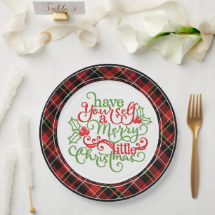 Chic Classic Red Black Yellow White Tartan Muster Pappteller