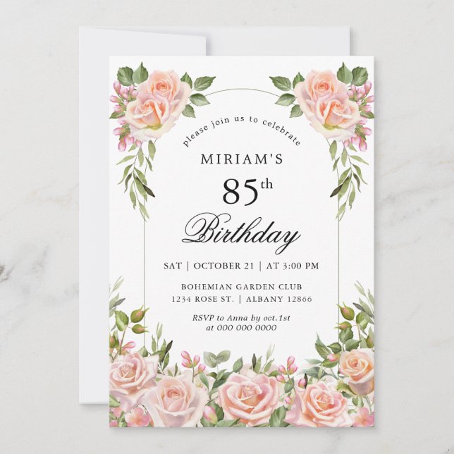 Chic Classic Rosengarten Eleganter Geburtstag Einladung (Vorderseite)