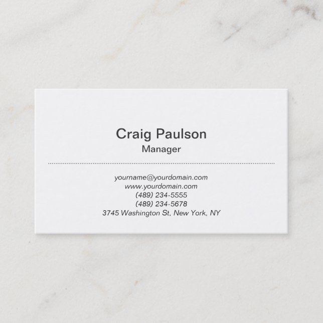 Chic Classic Schwarz-weiß Manager Business Card Visitenkarte (Vorderseite)