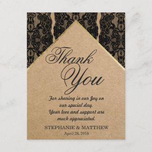 Chic & Classy Black Lace, Gold & Gerecycelt Paper Dankeskarte