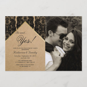 Chic & Classy Black Lace, Gold & Gerecycelt Paper Einladung