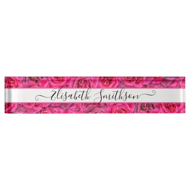 Chic Classy Elegante Custom Beruflich Floral Namensplakette (Vorderseite)