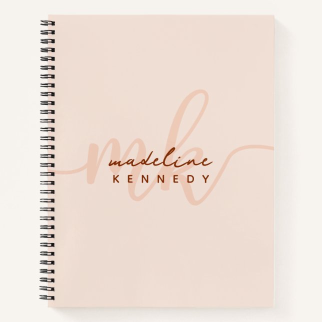 Chic Clay und Beige Moderne Monogramm Notizbuch (Vorderseite)
