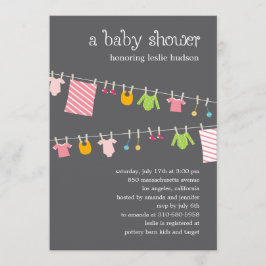Chic Clothesline Baby Shower Invitation (Mädchen) Einladung