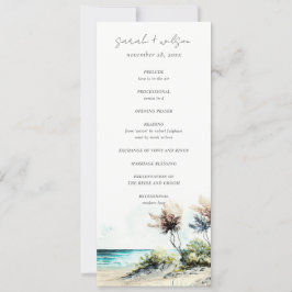 Chic Coastal Palm Beach Seascape Hochzeitsprogramm Einladung