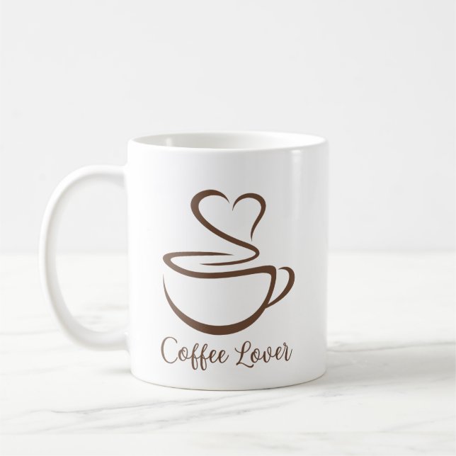 Chic Coffee Lover Herz Minimalistische Tasse (Links)