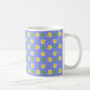 Chic Coffee Tasse: Primrosen, Polkas auf blau Tasse