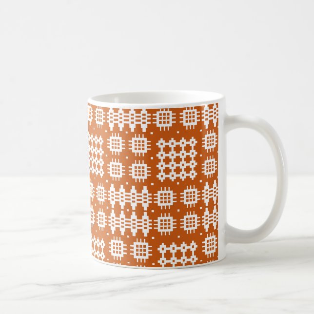 Chic Coffee Tasse: Welsh TapestPattern, Brick Red Tasse (Rechts)