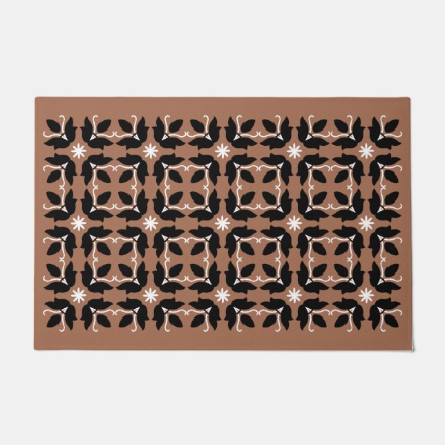 Chic Coffee Tile Blume Muster große Tor matte (Vorderseite)