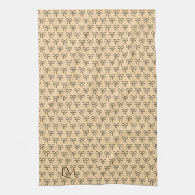 Chic Cold Bow Muster Creme Beige Geschirrtuch (Vertikal)