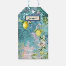 Chic Collage blau türkis sizilianisch Zitrusblüte