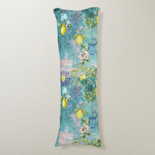 Chic Collage blau türkis sizilianisch Zitrusblüte Seitenschläferkissen