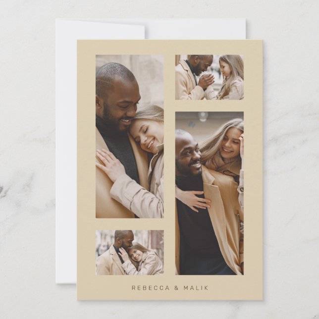 Chic Collage Minimalistisch Trendy Wedding 4 Fotos Einladung (Vorderseite)