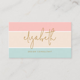 Chic Color Block Pastellfarben Rosa Gelbe Streifen Visitenkarte