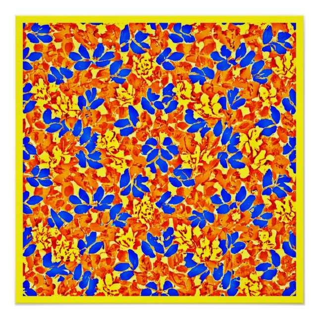 Chic Color Burst Foliage Muster Poster (Vorderseite)