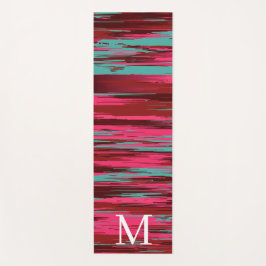 Chic Colorful Abstract Red &Pink Monogram Yogamatte