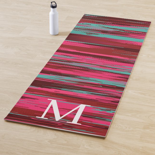 Chic Colorful Abstract Red &Pink Monogram Yogamatte (Beispiel)