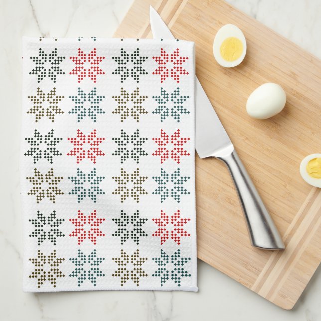 Chic Colorful Four Poinsettias Motif Geschirrtuch (Viertel Falte)