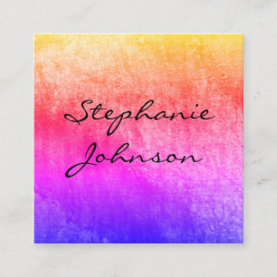 Chic Colorful Grunge Cursive Text Quadratische Visitenkarte