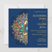 Chic Colorful Mandala Wedding Einladung