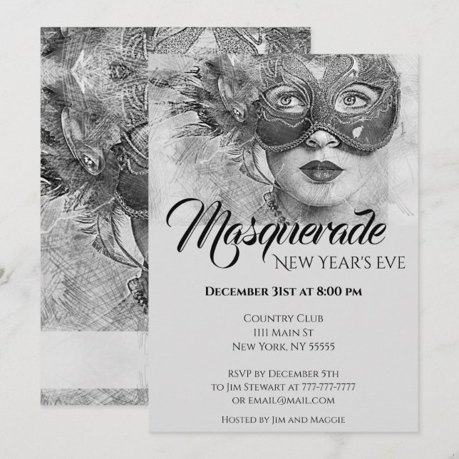 Chic Colorful Masquerade Party Einladung (Vorne/Hinten)