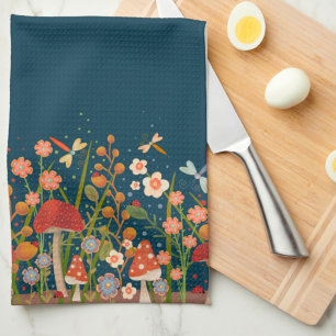 Chic Colorful Mushroom Individuelle Name Stilvoll Geschirrtuch