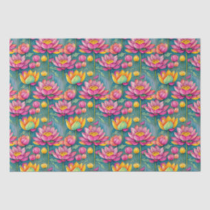 Chic Colorful Pink Lotus Blume Botanische Vegetati Seidenpapier