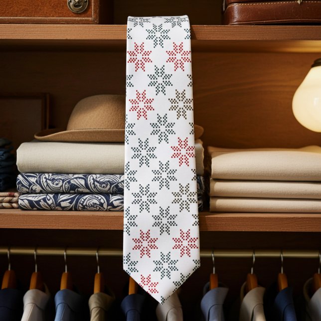 Chic Colorful Poinsettia Motif Christmas Neck Tie Krawatte (Elegant holiday necktie)