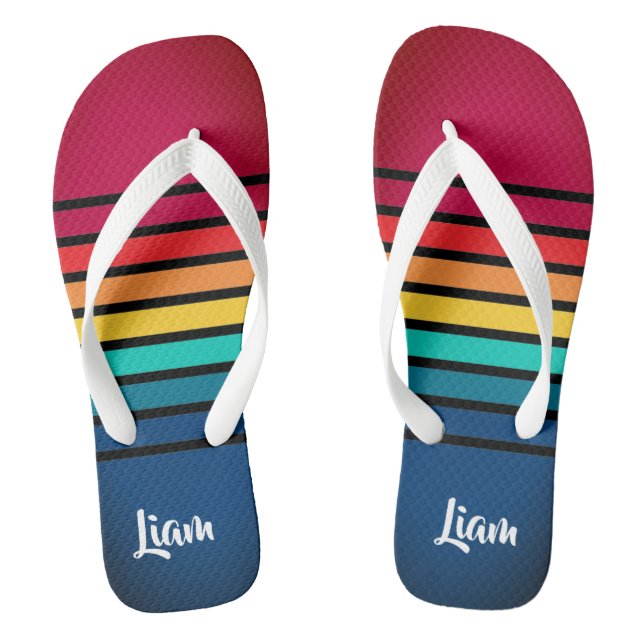 Chic Colorful Stripes Muster Flip Flops (Fußbett)