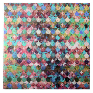 Chic Colorful Water Meerjungfrau Fischskala Fliese