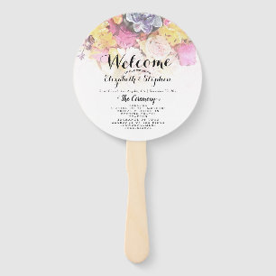 Chic Colorful Watercolor Blume Hochzeitsprogramme Fächer